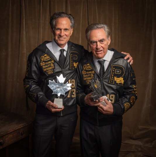 Michael Budman and Don Green (Roots Canada) posing for portrait at Canada's Walk of Fame 25th Anniversary