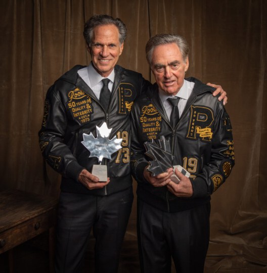 Michael Budman and Don Green (Roots Canada) posing for portrait at Canada's Walk of Fame 25th Anniversary