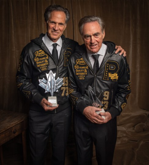 Michael Budman and Don Green (Roots Canada) posing for portrait at Canada's Walk of Fame 25th Anniversary