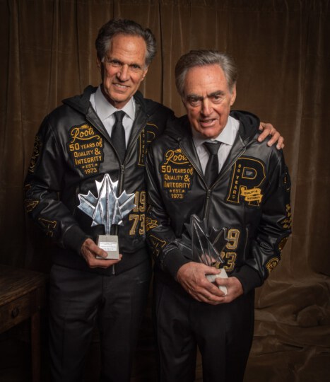 Michael Budman and Don Green (Roots Canada) posing for portrait at Canada's Walk of Fame 25th Anniversary