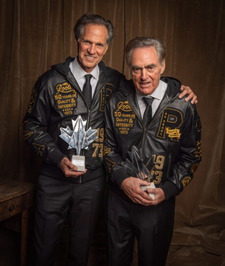 Michael Budman and Don Green (Roots Canada) posing for portrait at Canada's Walk of Fame 25th Anniversary