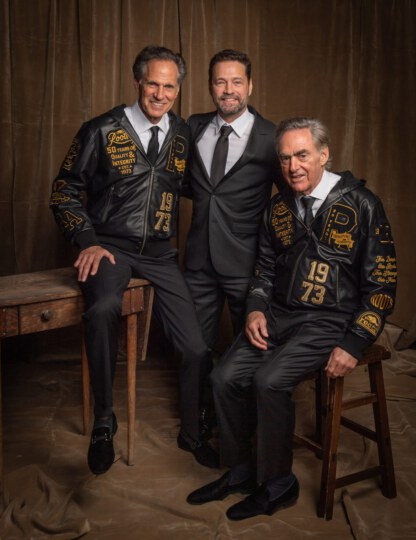 Jason Priestley and Michael Budman and Don Green (Roots Canada) posing for portrait at Canada's Walk of Fame 25th Anniversary