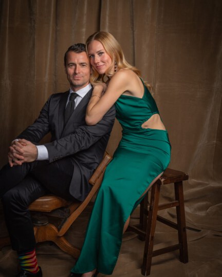 Adam van Koeverden and Emilie posing for portrait at Canada's Walk of Fame 25th Anniversary