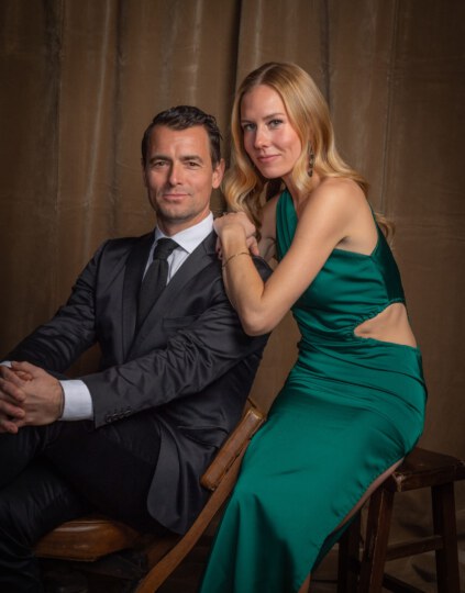 Adam van Koeverden and Emilie posing for portrait at Canada's Walk of Fame 25th Anniversary