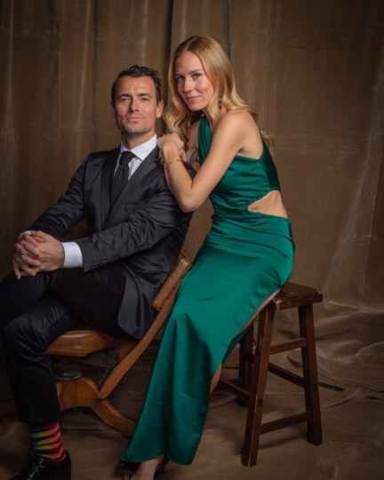 Adam van Koeverden and Emilie posing for portrait at Canada's Walk of Fame 25th Anniversary