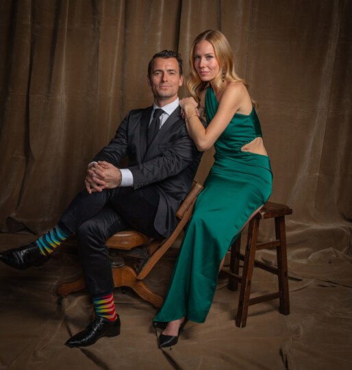 Adam van Koeverden and Emilie posing for portrait at Canada's Walk of Fame 25th Anniversary