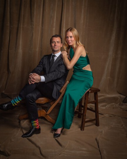 Adam van Koeverden and Emilie posing for portrait at Canada's Walk of Fame 25th Anniversary