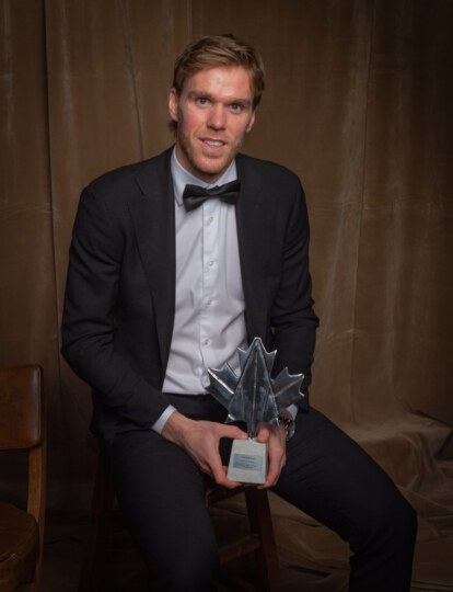 Connor McDavid posing for portrait at Canada's Walk of Fame 25th Anniversary