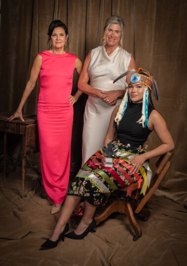 Wendy Crewson, Silken Laumann, and Autumn Peltier posing for portrait at Canada's Walk of Fame 25th Anniversary
