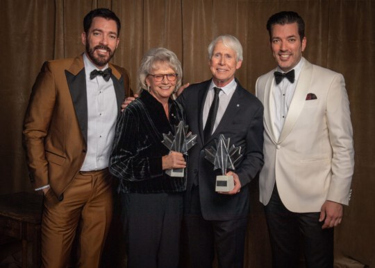 Property Brothers and Linda Schuyler of Degrassi posing for portrait at Canada's Walk of Fame 25th Anniversary