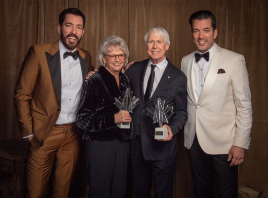 Property Brothers and Linda Schuyler of Degrassi posing for portrait at Canada's Walk of Fame 25th Anniversary