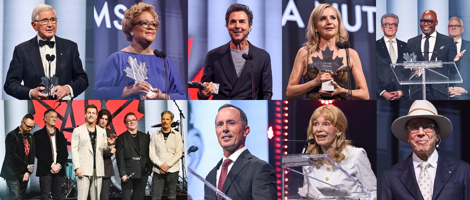 a collage of inductees accepting award at 2025 Canada's Walk of Fame Awards