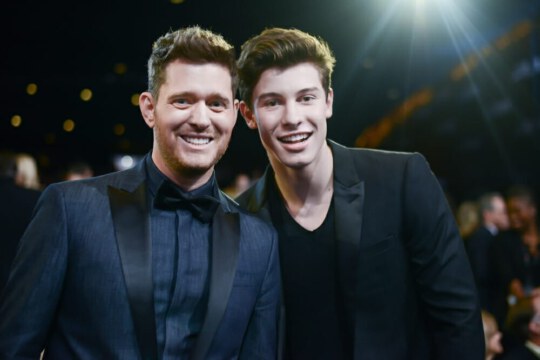 Michael Buble and Shawn Mendes at 2015 broadcast show